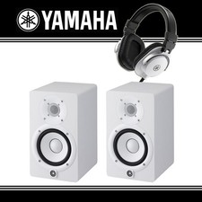 WHITE 2x Yamaha HS5W Powered Studio Monitor Speakers HPH-MT5W Studio Headphone