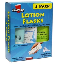 GoPong Hidden Lotion Flask! Sneak Alcohol Anywhere! (3-Pack) cruise; Beach; Game