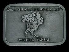 UE03121 VINTAGE 1970s MID-AMERICA ALL-INDIAN CENTER WICHITA KS BELT BUCKLE