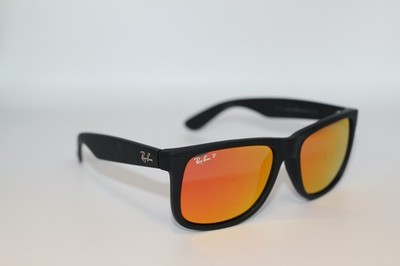 Ray-Ban RB4165  Justin  Black Rubber /  Red Polarized Sunglasses 