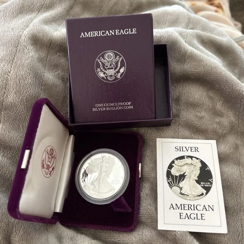 1986 (S) American Silver Eagle Uncirculated In Box With COA Proof