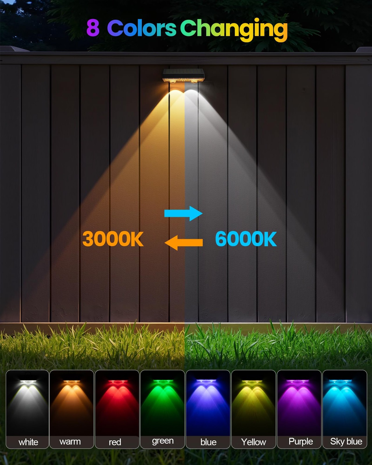 Solar Fence Lights Outdoor Waterproof, 12 Pack Fence Light Solar Powered with Br