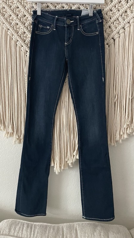 True Religion Low Ride Straight Jeans Size 24 Dark Wash