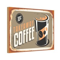 Holzschild 20X30 Cm Kaffee Coffee Takeaway Essen Trinken Deko Geschenk Holz Schi