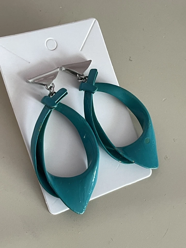 Eddie Borgo Blue Kerchief Drop Earrings Teal Designer Post back $325 Retail - Image 2 of 4