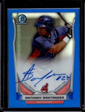 2014 Bowman Chrome Anthony Santander Prospect Auto Blue Refractor #/150 Indians