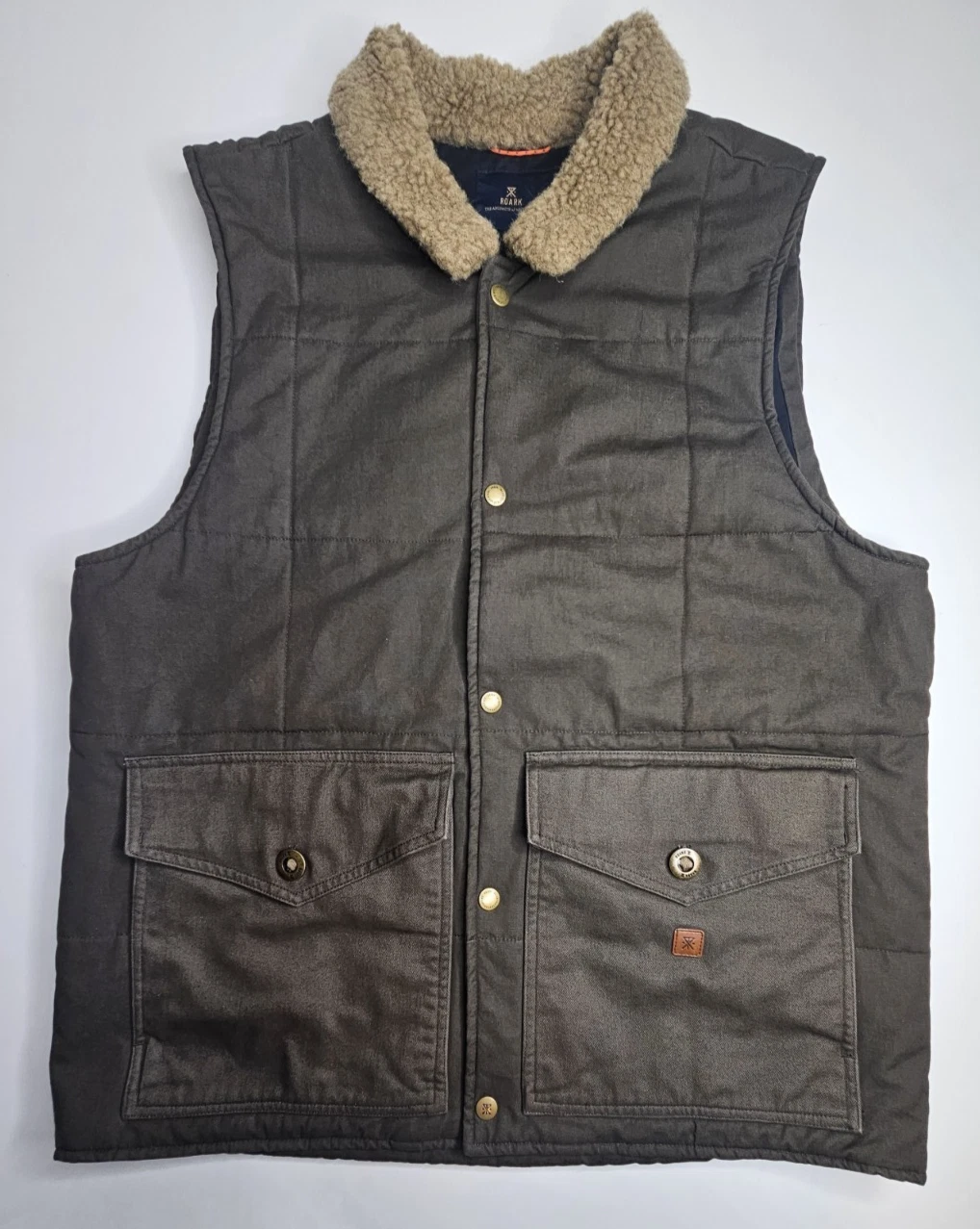Roark Lined Cotton Canvas Vest Men's Large Brown Workwear Outdoor
