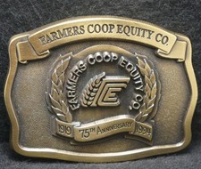 XB25126 NOS VINTAGE 1994  FARMERS COOP EQUITY CO.  AGRICULTURE BELT BUCKLE