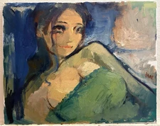 Oil Painting Original Cubism Woman Portrait 16"x20" Canvas Original Signed