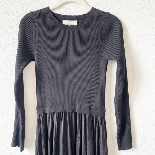 Mima Rosso New York Knit Top Contrast Fabric Maxi Dress Black Size Medium Goth - Picture 3 of 7