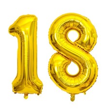 Large Gold 18 Number Balloons, 40 Inch Jumbo Number 18 Balloon, Gold Foil Myl...