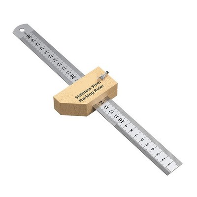 Metal Ruler with Adjustable Scriber Block for Accurate Measurement and Marking