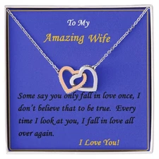 Interlocking Hearts Necklace,  For Girlfriend | For Wife, For Christmas, Birthda