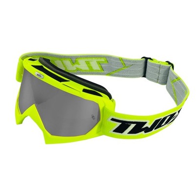 Motocross-Brille TWO-X Crossbrille Race Enduro neon gelb verspiegelt silber MX