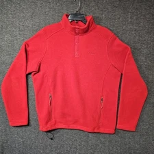 LL Bean Quarter Snap Fleece Pullover Mens Large Orange Polartec Trail 284632