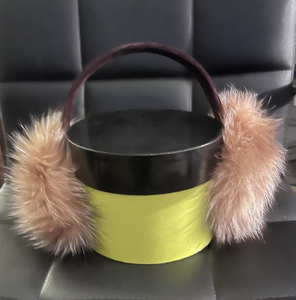 Orejeras Bloomingdale’s Marrón Crema Piel de Zorro Terciopelo Banda Talla Única Foto 3 de 4