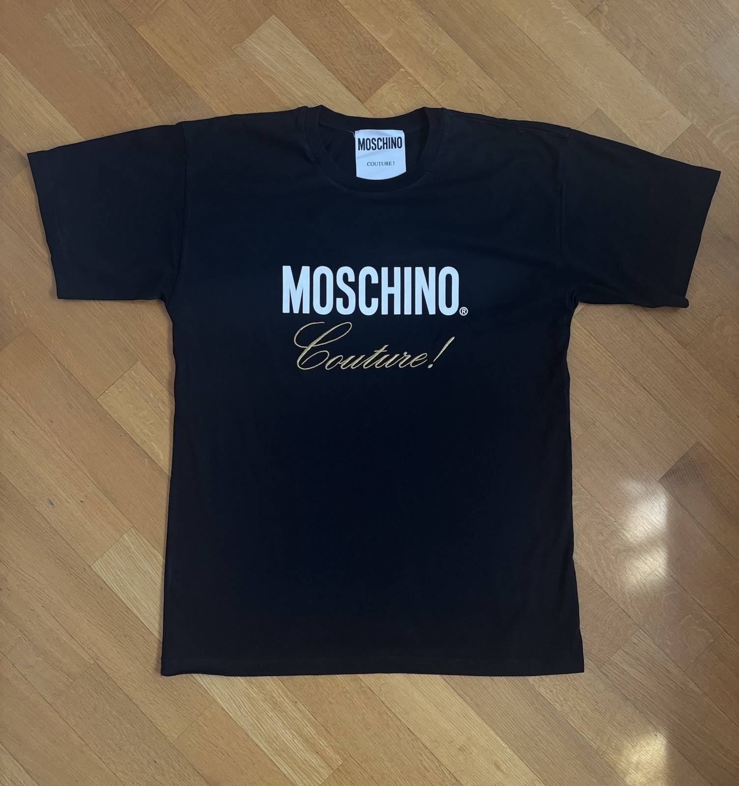 Moschino Couture! T-shirt Donna Nero logo tinta unita girocollo manica corta S