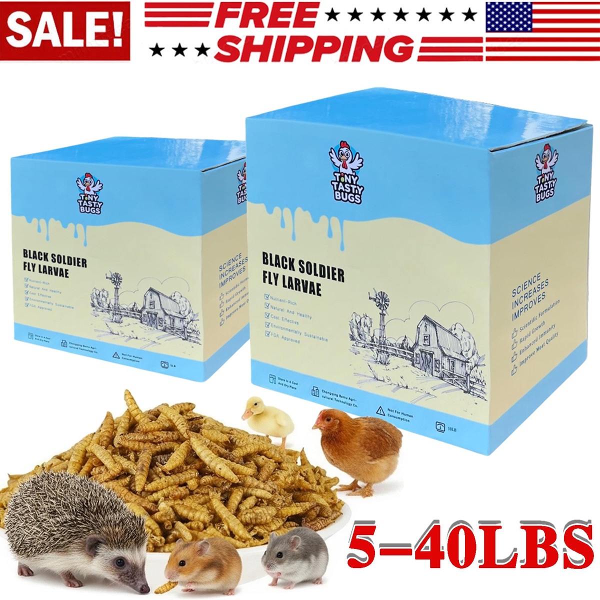 Dried Black Soldier Fly Larvae Mealworms for Chickens Fish Turtles Hen Birds LOT