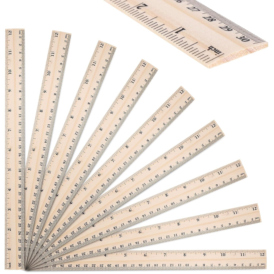 40 Pack Wooden Ruler 12 Inch, Rulers Bulk Wood Measuring Ruler for ...