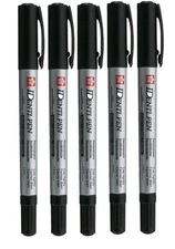 Sakura Identipen Marker Pack of 5 Black Permanent Waterproof Dual Tip Pens