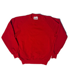Vintage Bassett Walker Blank Sweatshirt Raglan 1980s Medium Bright Red
