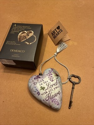 DEMDACO  Art Hearts  decorative Scripture heart wi/ key; Hang Or Stand; NEW