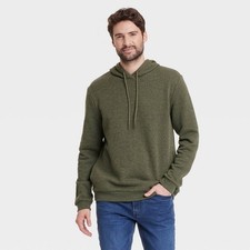 Goodfellow Co. Men's Textured Fleece Hooded Sweatshirt MEDIUM Olive New