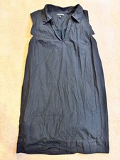 Banana Republic Womens Large Midi Dress Deep Vneck Black Sleeveless