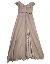 Azazie Claudine Vintage Mauve A-Line Flutter Sleeve Chiffon Dress Size C Formal