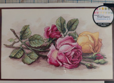 DIMENSIONS ROSE CUTTINGS Counted Cross Stitch Kit  Pink and Yellow Flowers