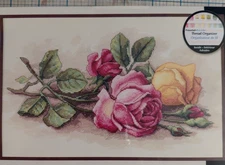 DIMENSIONS ROSE CUTTINGS Counted Cross Stitch Kit   Pink and Yellow Flowers