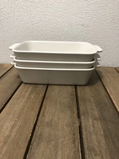 Set/3 Beige Stoneware Baker Bread Loaf Pan 6x9” NWOT