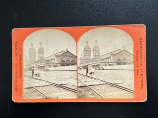 Antique UNION STATION RAILROAD DEPOT TORONTO CANADA Stereoview Photograph