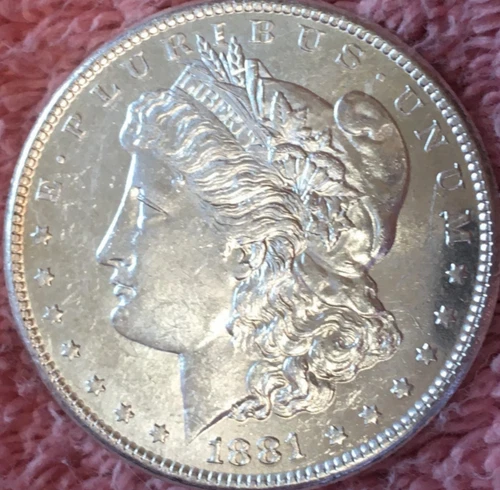 1881-S  Morgan Silver Dollar, BU./MS. Great Date Nice Coin    Lot # 34