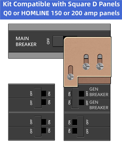 Interlock Kit for Square D QO/Homeline 150/200A: 1 3/8" Spacing, Pro Grade - Picture 3 of 8