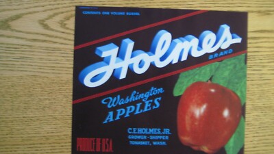 ORIGINAL FULL SIZE APPLE CRATE BOX HOLMES BRAND, C.E. HOLMES JR,TONASKET WASH