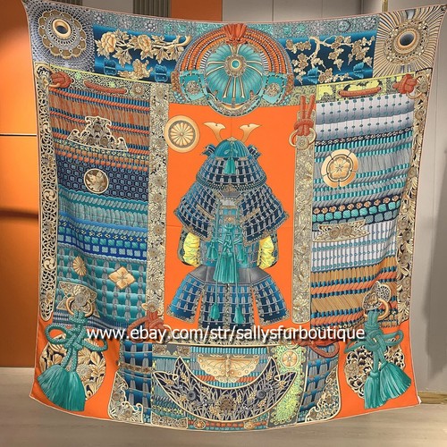 Sallys Boutique 70% Cashmere 30% Silk Wrap Scarf Samurai Print Square Shawl 53" - Picture 32 of 32
