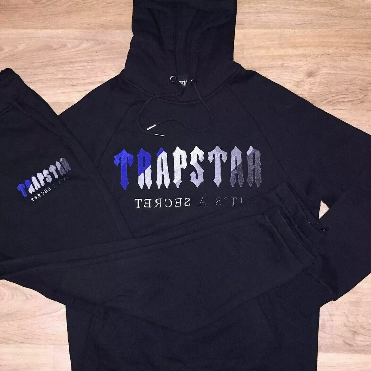 Trapstar Chenille Decoded ice Hooded Tracksuit - Black Blue/Grey Medium |  eBay