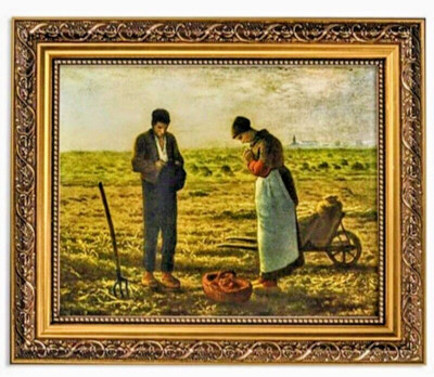 Millet The Angelus Gold Frame under Glass Easel 13''H x 11''W NEW
