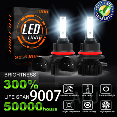 2 Sides 9007 LED Headlights 420000LM LED Lights Bulbs High Low Beam Super Bright