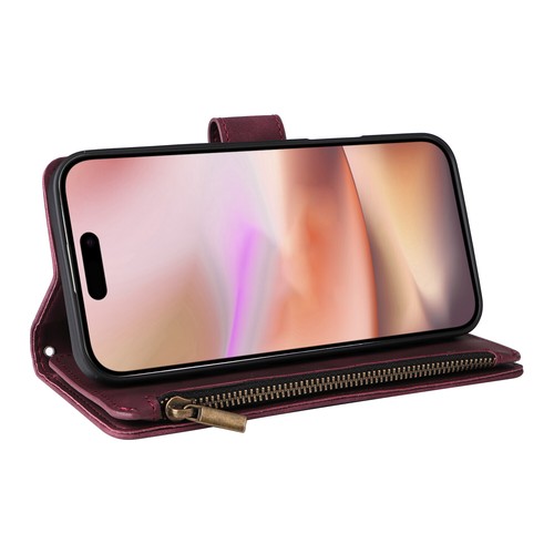 For iPhone 16 15 14 13 12 11 Pro Max Zipper Leather Wallet Flip Stand Phone Case - Picture 56 of 77