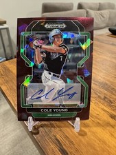 Cole Young 2022 Prizm Draft Picks Burgundy Cracked Ice Prospect RC AUTO #/12🔥📈