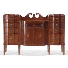 Southern Circa 1800 Federal Inlaid Walnut Blockfront Sideboard