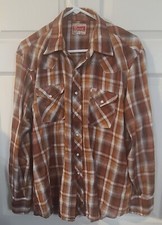 vintage ely plains pearl snap longsleeve shirt L