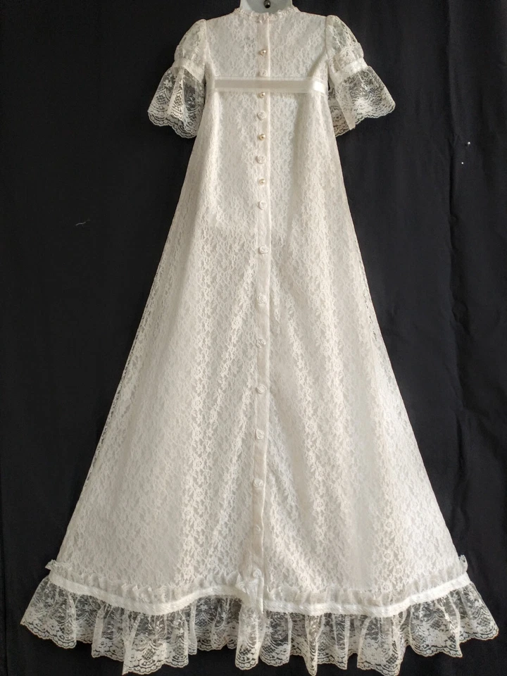Baby Girl Long Lace Christening Gown Baptism Dress Dedication Outfit 0-3 3-6 M - Image 3 of 4