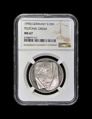 GERMANY. 1990, 10 Mark, Silver - NGC MS67 - Teutonic Order