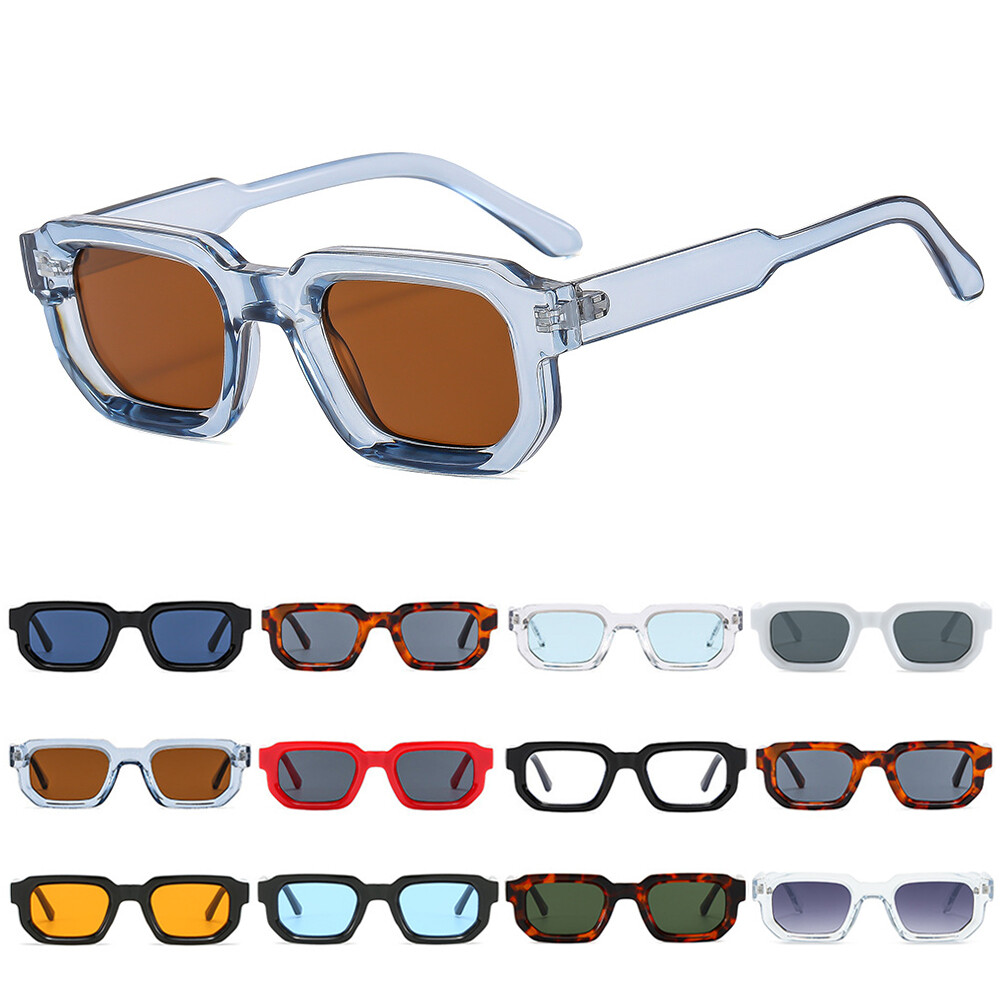 Thick Square Sunglasses for Men Women Retro Chunky Rectangle Shades Sun  Glasses