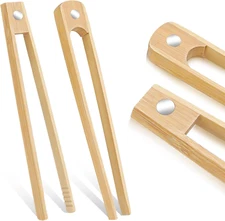 2 Pcs Wood Tongs for Toaster with Magnet 8.7 Inch Bamboo Toast Tongs Magnetic Ba
