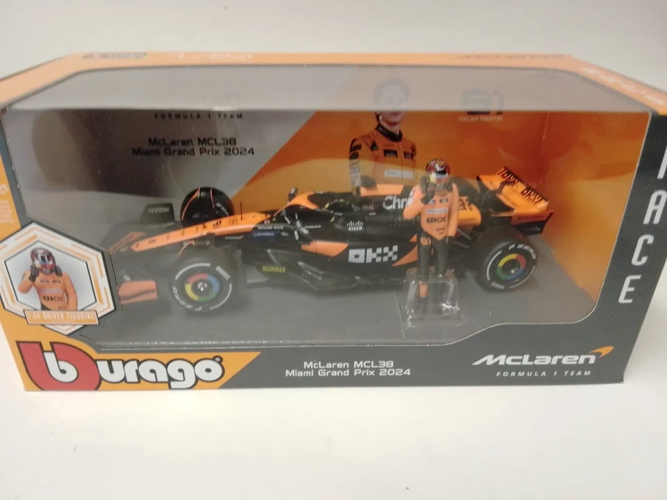 Burago BBurago F1 Mclaren MCL38 #81 Oscar Piastri Miami GP 2024 1/24 18-28040#81 - Immagine 4 di 4