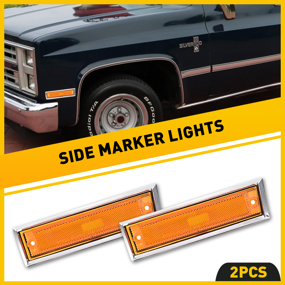 Front Side Marker Light Lens Set For 81-91 Chevrolet C10 C20 C30